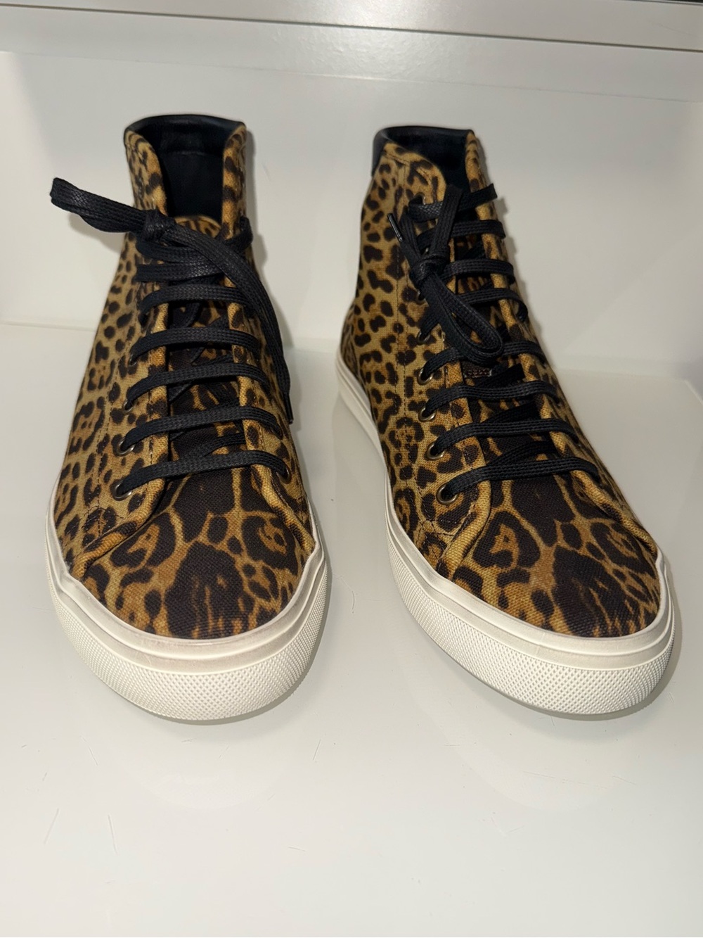 Saint Laurent Leopard Print High-Top Sneakers - New Full Set